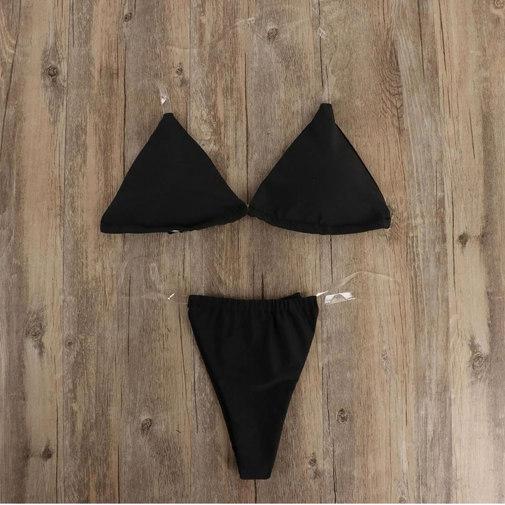 Triangle Thong Clear Strap No Tan Line Bikini Set
